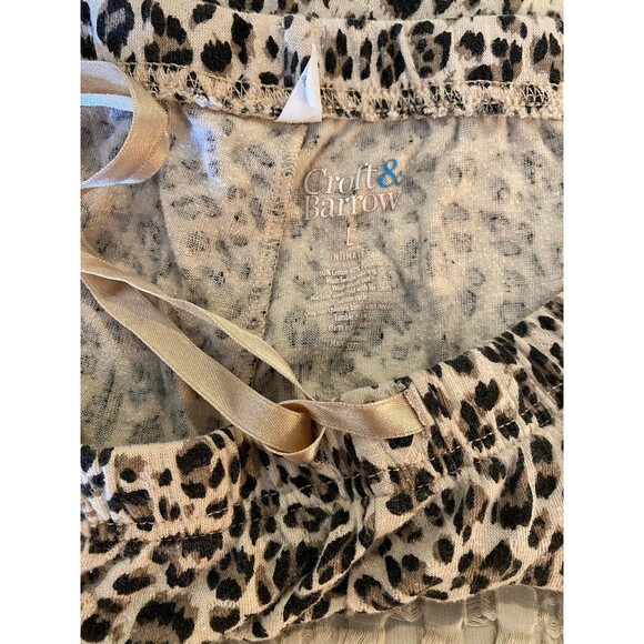 Croft & Barrow Womens Size Large Cheetah top & Bottom PJ’s Soft Comfy Casual - Picture 9 of 12